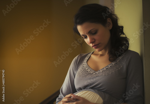 Pregnant Woman Worried Sad Stressed or Unhappy photo