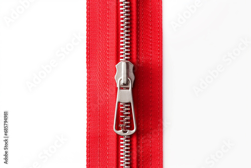 Red zipper isolated on white background