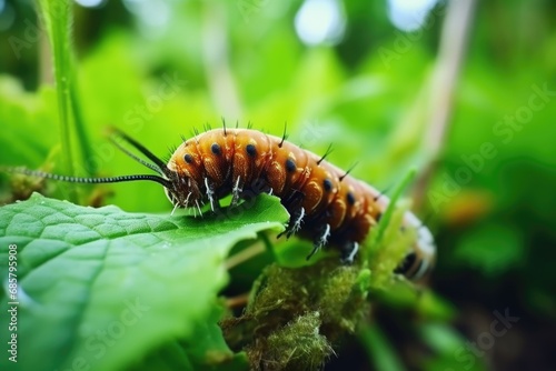 Close-up beautiful caterpillar. Macro, Beautiful nature scene. © Оксана Олейник