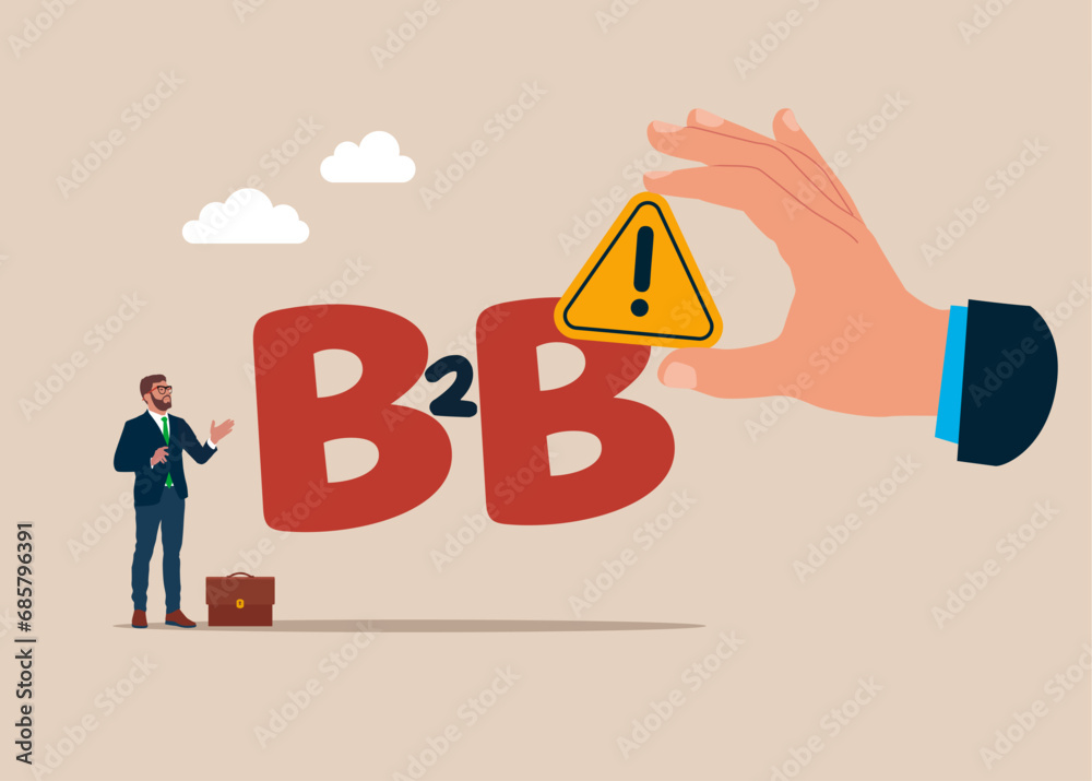 Suspicious business deal on alphabet B2B. Flat vector illustration Suspicious business deal on alphabet B2B. Flat vector illustration