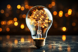 Modern technology and innovative with inspirational light bulb ideas