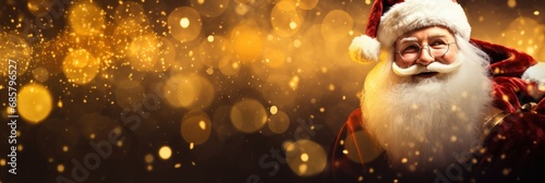 Golden Christmas Card Featuring Santa Claus
