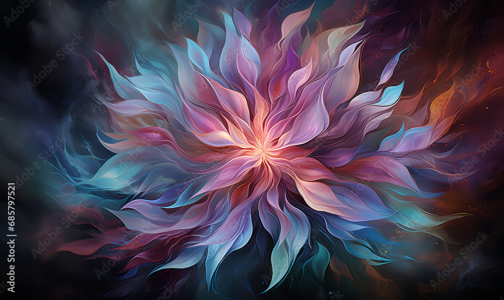 Fototapeta premium abstract fractal background, abstract modern floral background, gradient colors, psychedelic flower illustration wallpaper
