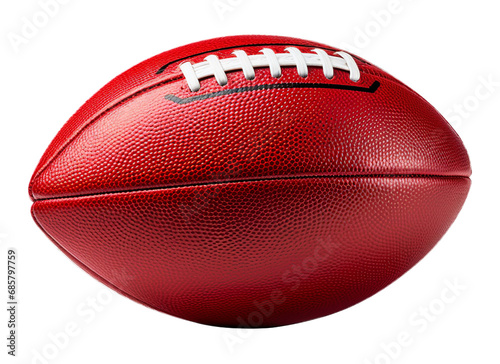 American red football ball on transparent background. Generative AI.