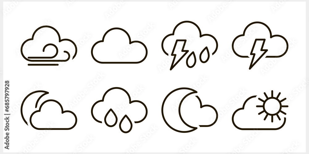 Outline weather clipart isolated Doodle cloud art sketch Vector stock illustration EPS 10 Outline weather clipart isolated Doodle cloud art sketch Vector stock illustration EPS 10