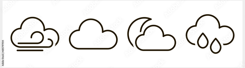 Outline weather clipart isolated Doodle cloud art sketch Vector stock illustration EPS 10 Outline weather clipart isolated Doodle cloud art sketch Vector stock illustration EPS 10