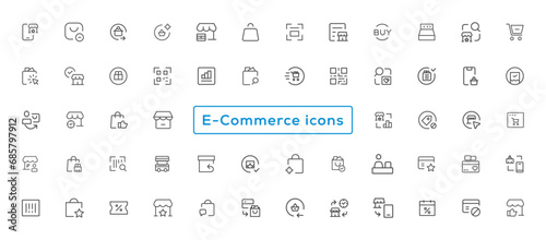 Set of Shopping icons. E-commerce icon collection. Online shopping thin line icons