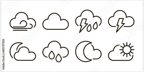 Outline weather clipart isolated Doodle cloud art sketch Vector stock illustration EPS 10