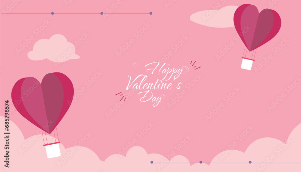 Valentine's Day banners poster romantic background vector design. Valentine's party wedding anniversary rose love pink background Vector illustration.