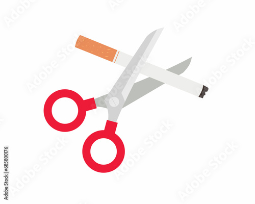 Scissors cut a cigarette quit smoking for Healthy lifestyle vector illustration