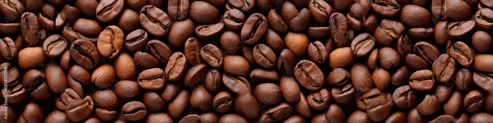 Naklejka premium coffee beans texture wide panoramic background 