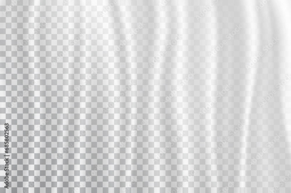 Curtain white color for window. Sheer curtains on wall. Smooth 3d veil. Chiffon close top view. Hanging silk flatlay pattern for overlay effect. Closed soft  silky patern mock up. Vector illustration