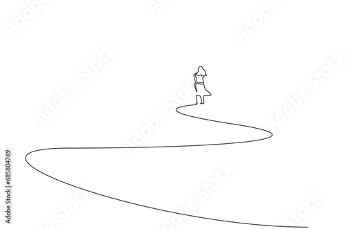woman person human walking away back view one line art design
