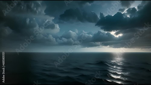Storm over a vast ocean - AI Generated Video - Dark Stormy Clouds photo