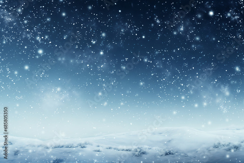Winter landscape with snow and falling snowflakes. Christmas background. © ebhanu