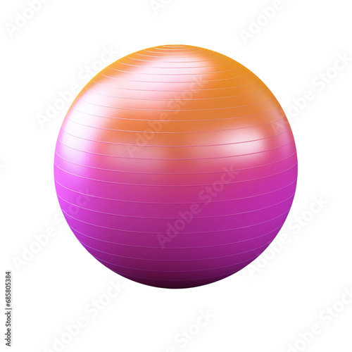 Gradient Orange and Pink Stability Yoga Gym Ball isolated on white transparent background, PNG