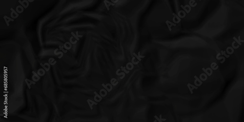 Dark black craft wrinkly paper crumpled texture. black fabric textured crumpled grunge paper background. panorama black paper texture background  crumpled pattern texture background.