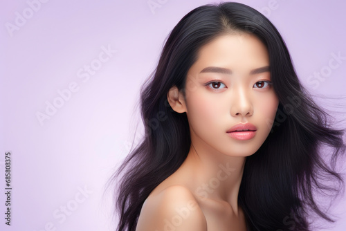 Lavender Dreams: Portrait of a Radiant Asian Girl
