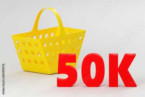 Luxury sign 5k with empty boxes online internet media blog followers 3D render illustration