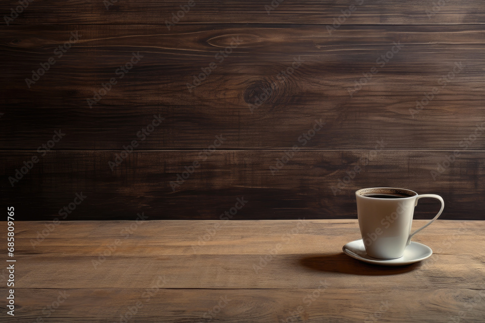 Rustic Elegance: Coffee Cup on Wooden Table Rustic Elegance: Coffee Cup on Wooden Table