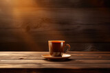 Cozy Cafe Vibes: Espresso Cup on Wooden Surface