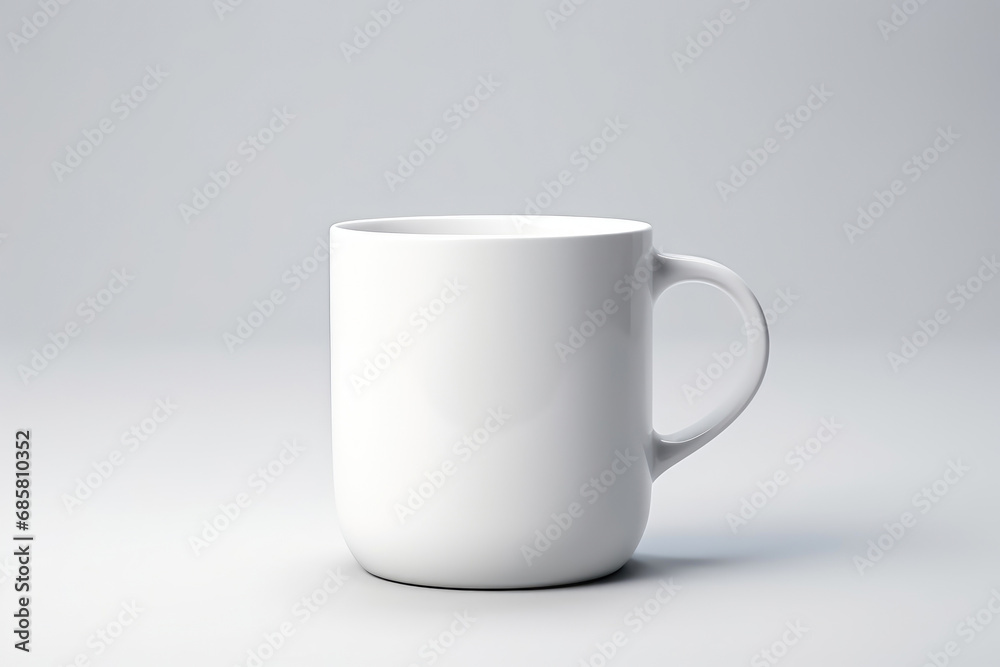 Fototapeta premium Minimalist White Cup on Blank Canvas