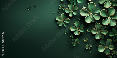 Illustration of the background of a six leaf clover A vibrant green clover leaf stands out on a dark background its design symbolizing good luck and grey background