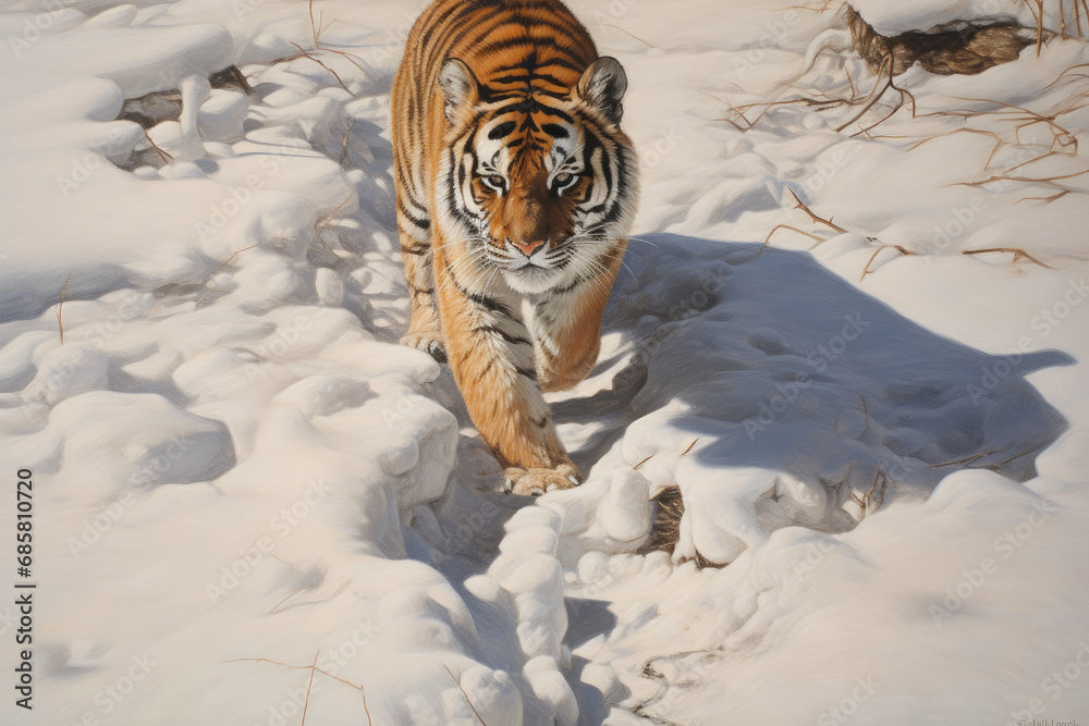 Wintry Tracks: Animal Footprints in Snow