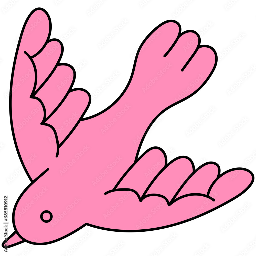 Naklejka premium pink cute dove flying hand drawn