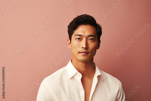 Stylish Asian Guy Poses on Blush