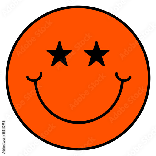 illustration of a smile face with star eye