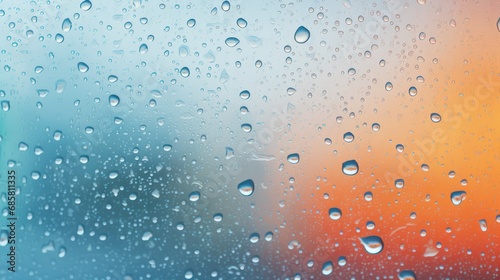 Wet glass condensed dew with blur background