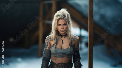 Viking Shield Maiden: A Warrior's Grace in the Face of Battle