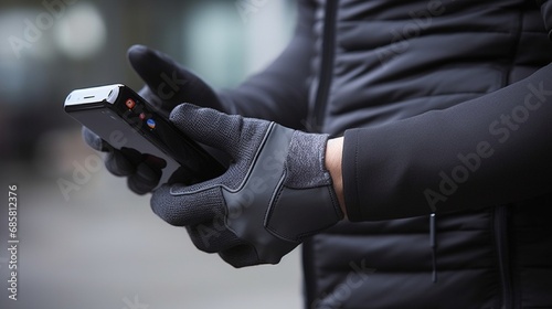 a pair of sleek winter gloves with touchscreen-friendly fingertips  perfect for staying connected in the cold.
