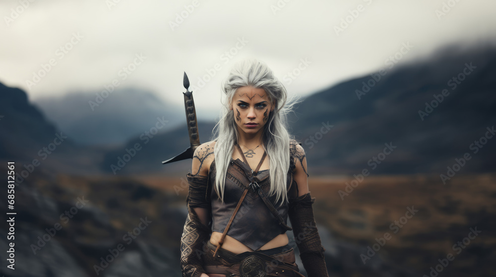 Viking Shield Maiden: A Warrior's Grace in the Face of Battle