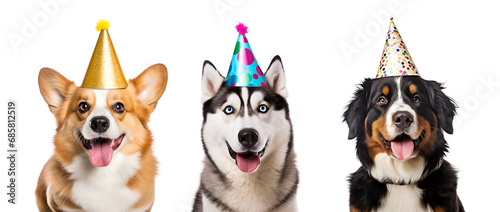 Birthday Hat and Party Hat Set for a Dog, Funny Dogs Included, Isolated on Transparent Background, PNG © Only Best PNG's