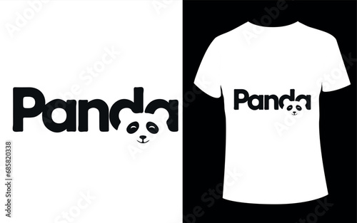 Panda typography design with panda vector 