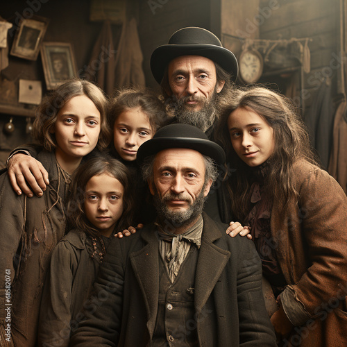 Daily life and portraits of Jews in the 19th and 20th century. Ai generativ. photo