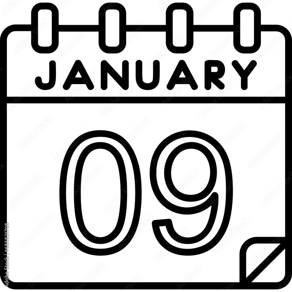 9 January Vector Icon Design 9 January Vector Icon Design