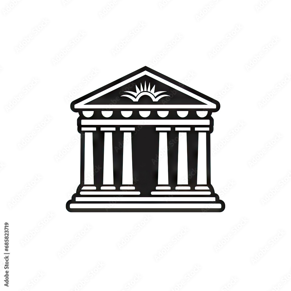 Obraz premium Greek Temple Icon, Europe Palace Isolated, Parthenon Silhouette, Historical Architecture, Acropolis