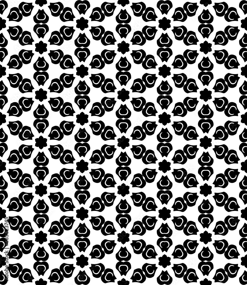 Black seamless abstract pattern. Overlay for background and backdrop. Ornamental design. PNG graphic illustration with transparent background.