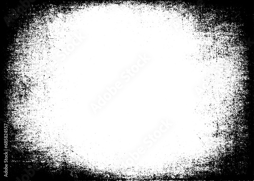 Grunge border vector texture background. Abstract frame overlay. Dirty and damaged backdrop. Vector graphic illustration with transparent white. EPS10.