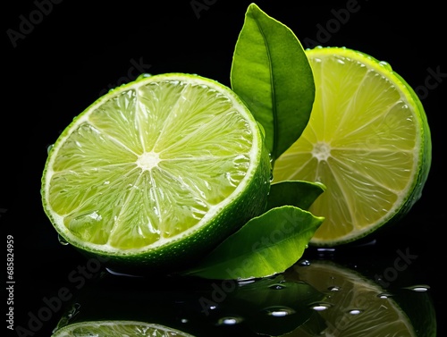 Fresh lime cut in half on the table