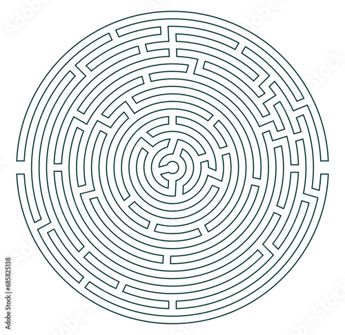 Labyrinth vector circle shape. Maze (labyrinth) game illustration photo