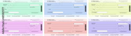 abstract Blank bank cheque and checkbook cheque template design set