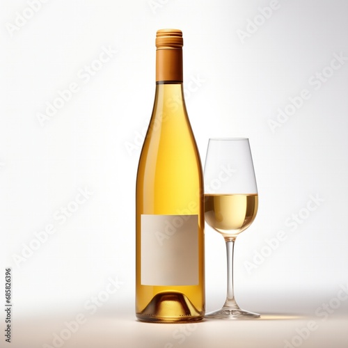 A bottle of Gewurztraminer wine side view isolated on white background 
