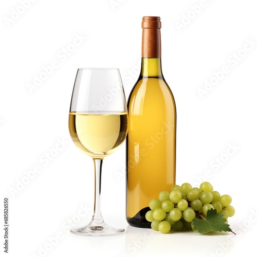A bottle of Viognier wine side view isolated on white background 