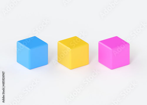 3d toy cubes for play, game box icon render and color learn square © Isometrixus