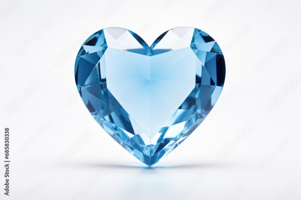 Crystal Blue Heart On White Background