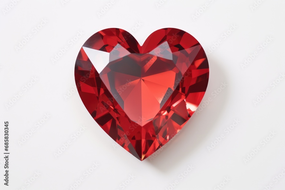 Crystal Red Heart On White Background